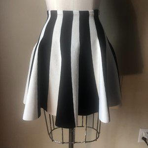 Showstopper black and white striped swing hem mini skirt